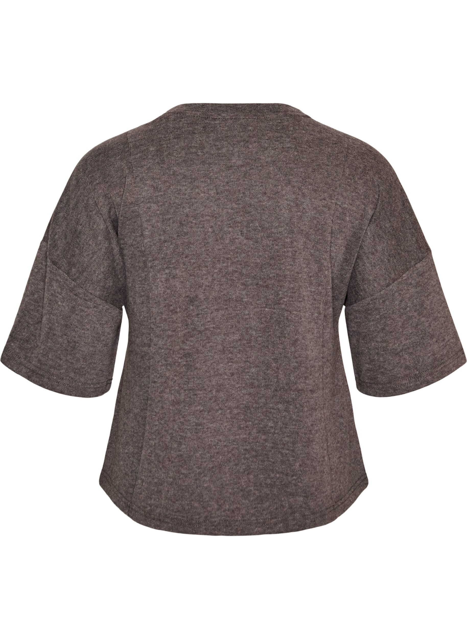 ZizzifashionA-line jersey blouse with elbow-length sleeves, Dark Grey, Packshot image number 1