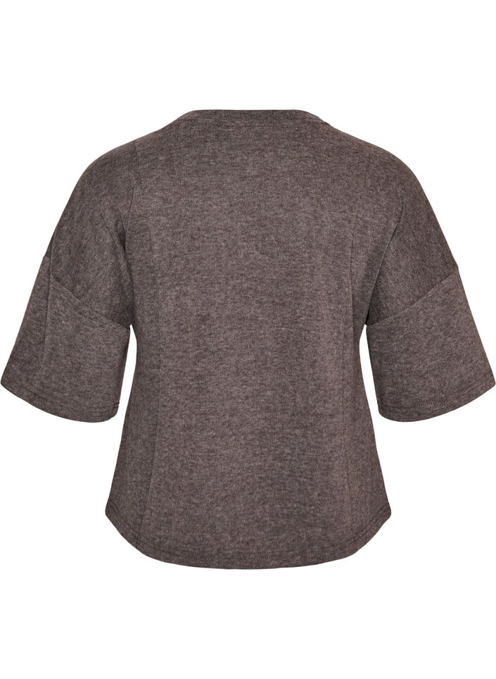 A-line jersey blouse with elbow-length sleeves, Dark Grey, Packshot image number 1