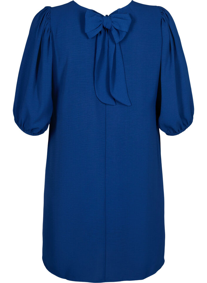 Short dress with bow detail on the back, Estate Blue, Packshot image number 1