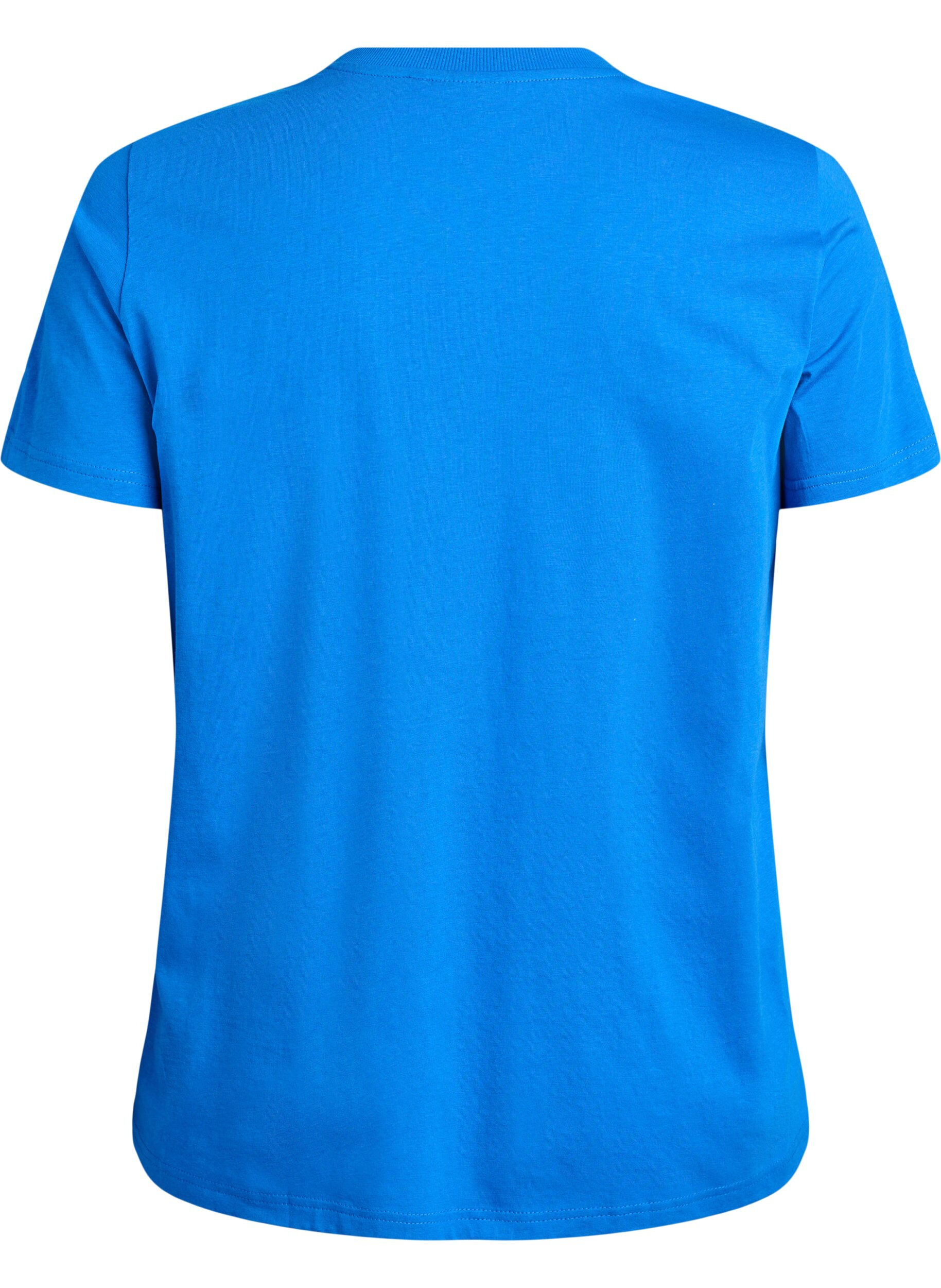 Zizzifashion Basic cotton T-shirt with round neck, Blue, Packshot image number 1