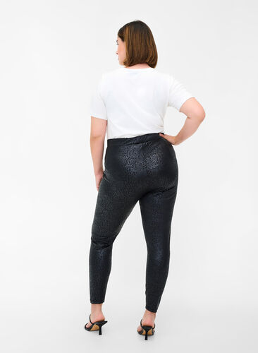 Leggings with tone-on-tone pattern, Black, Model image number 1