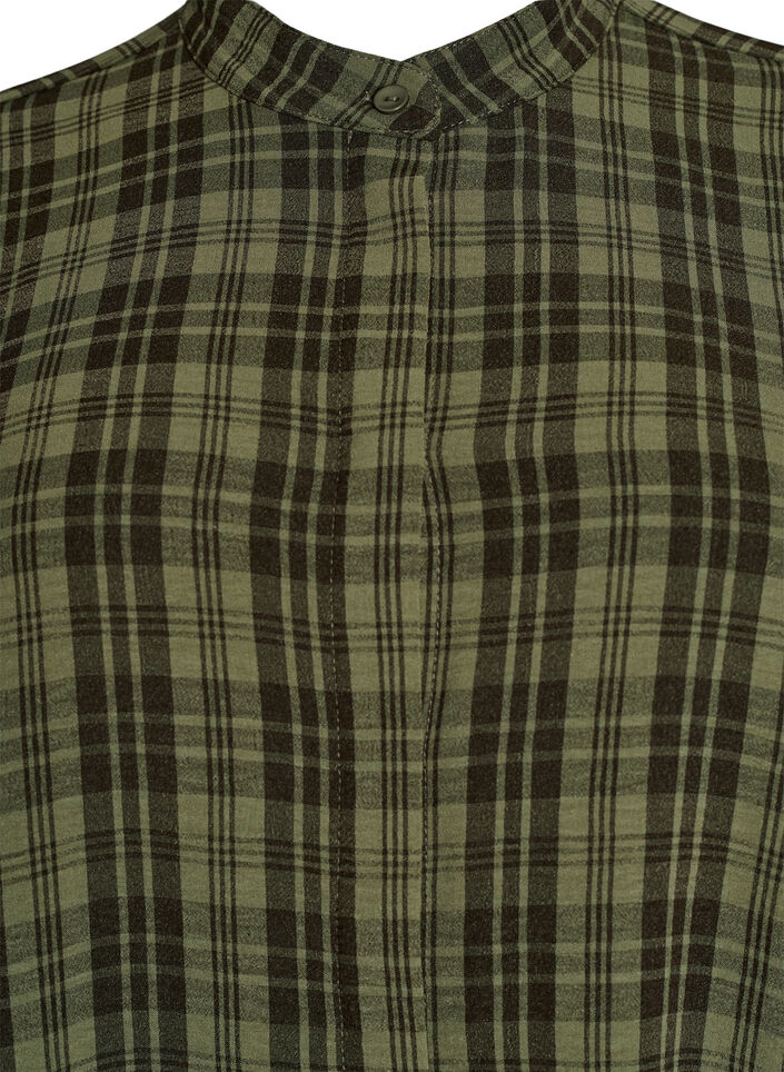 Tunic with short sleeves and checkered pattern, Green, Packshot image number 2