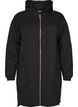 Long hooded cardigan with zipper, Black, Packshot image number 0