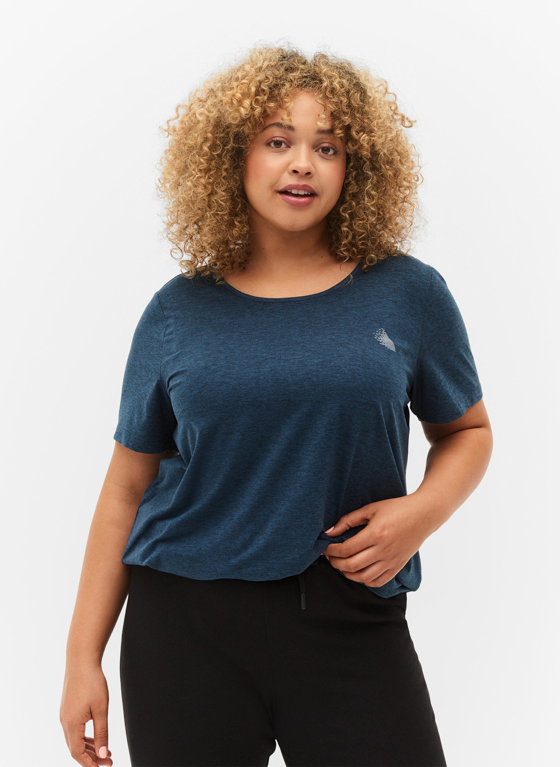 Zizzifashion Melange training t-shirt with round neck, Night Sky Mel., Model image number 0