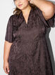 Midi jacquard dress with paisley pattern and wing sleeves, Brown, Model image number 2