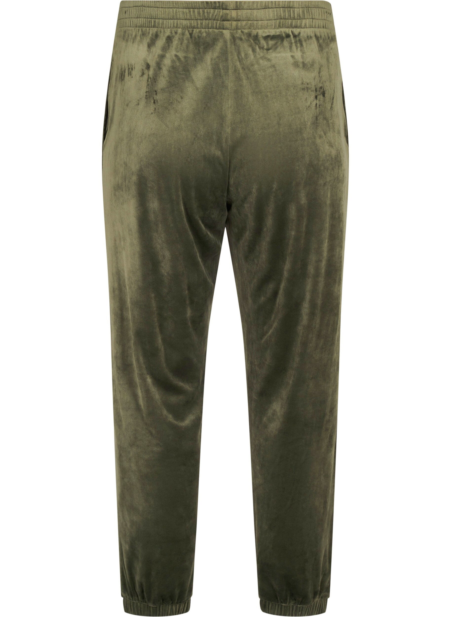 Zizzifashion Loose velvet trousers, Green, Packshot image number 1