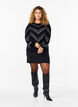 Knitted jumper with a round neck and shimmer, Black w.S.L.Stripes, Model image number 2