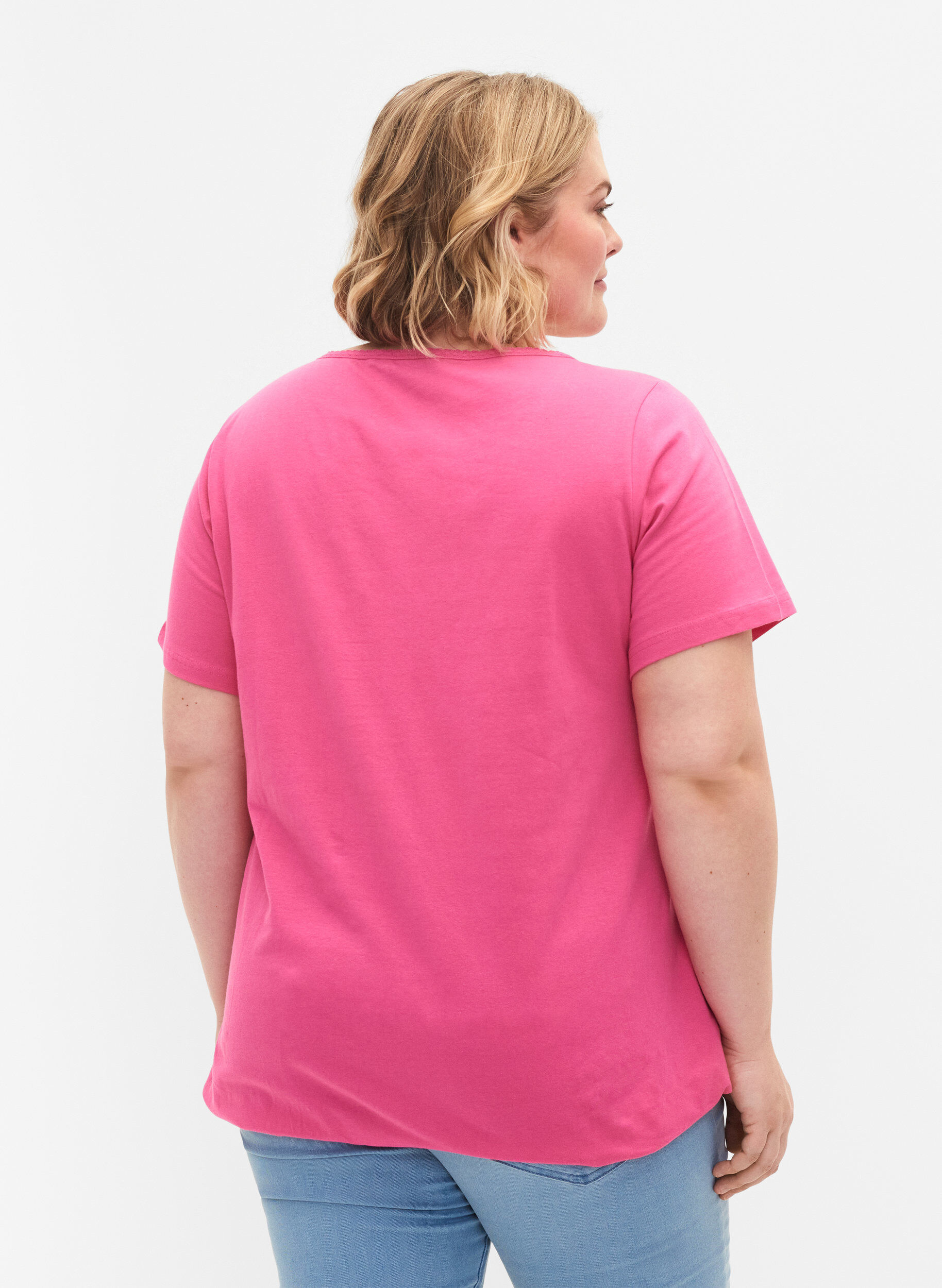 Zizzifashion Short sleeve cotton t-shirt, Shocking Pink, Model image number 1