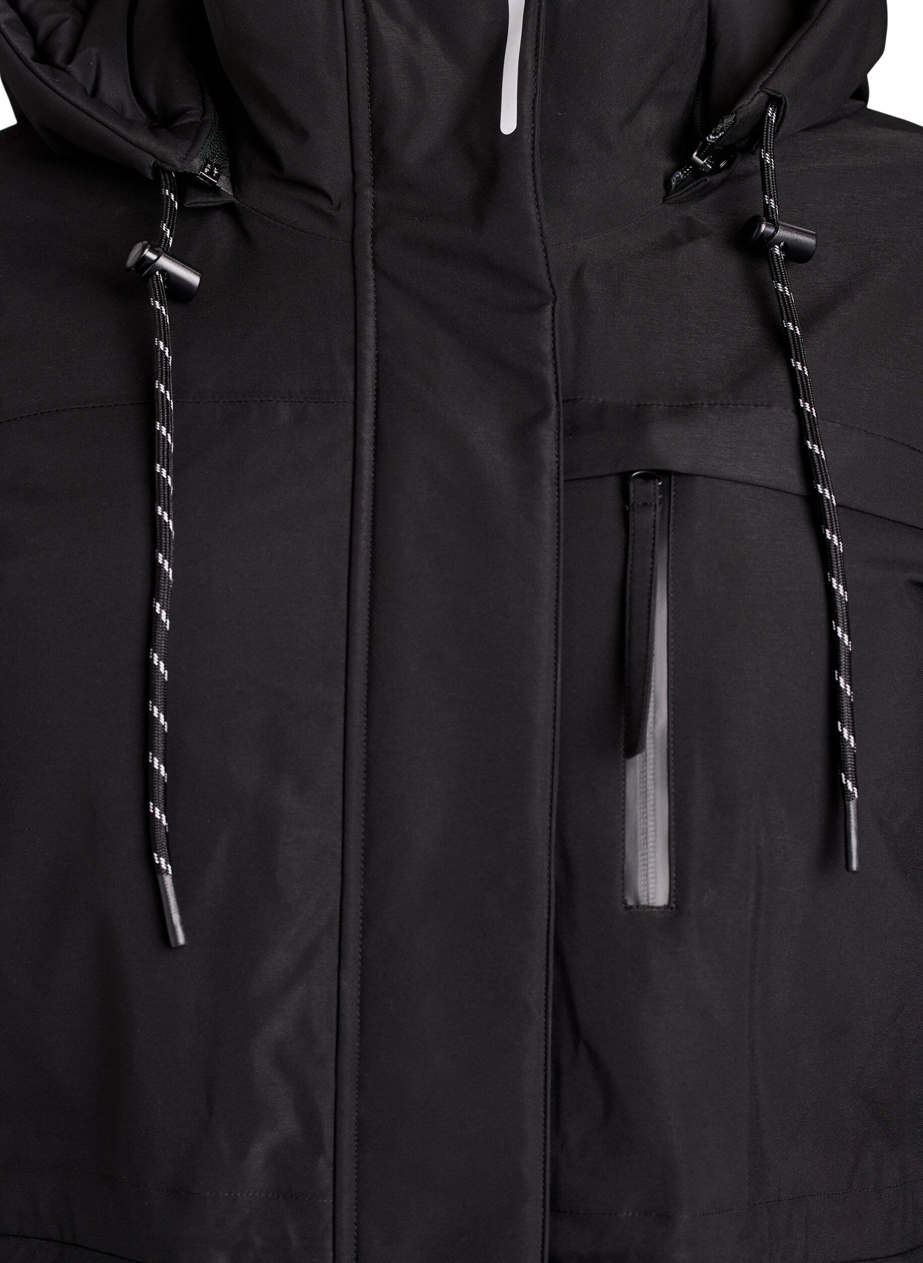 Zizzifashion Water-repellent parka with a hood and functional details, Black, Packshot image number 2