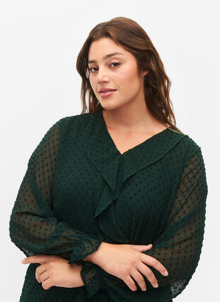 Blouse with ruffles and dotted texture, Scarab, Model image number 2