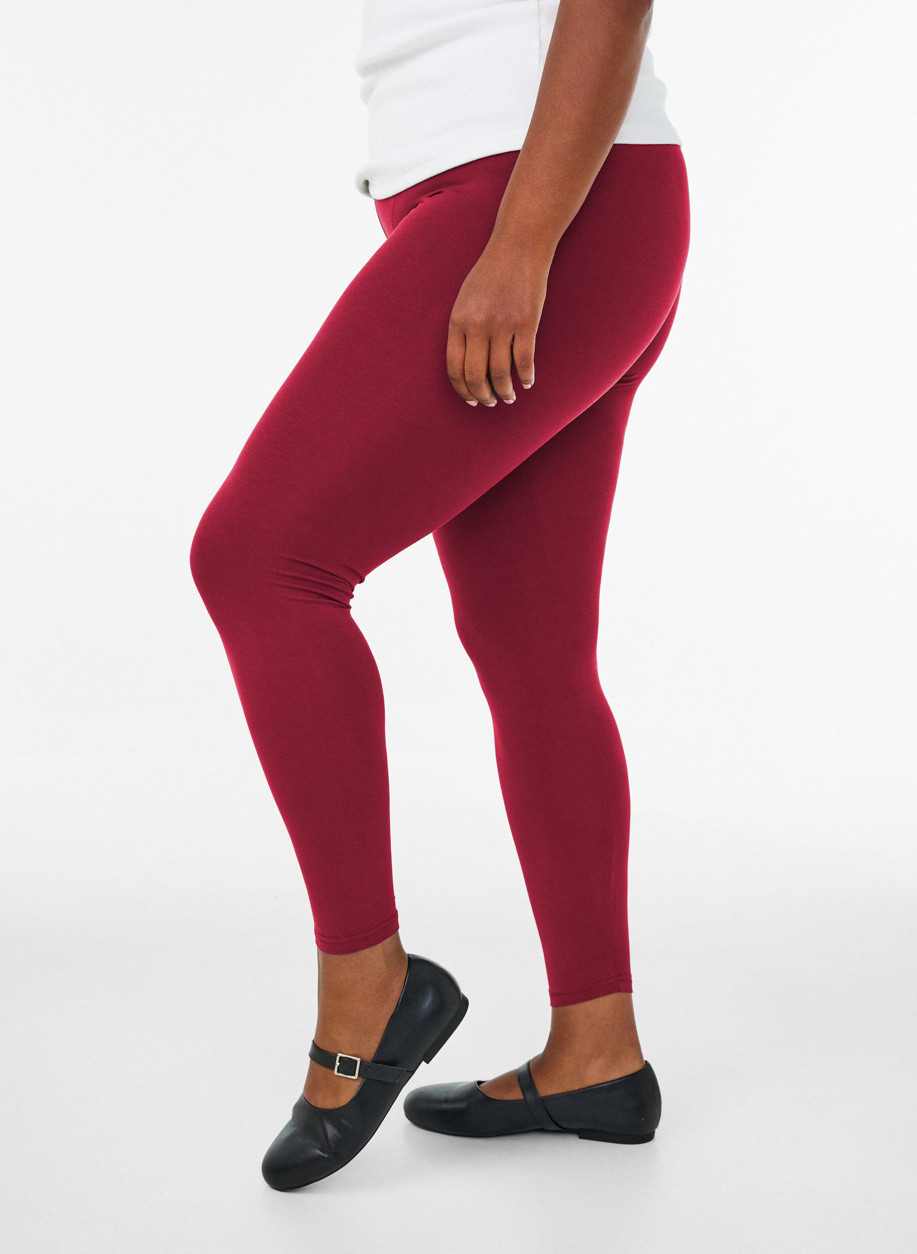ZizzifashionBasic viscose leggings, Red, Model image number 0