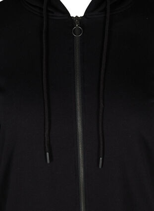 Long sweat cotton cardigan, Black, Packshot image number 2
