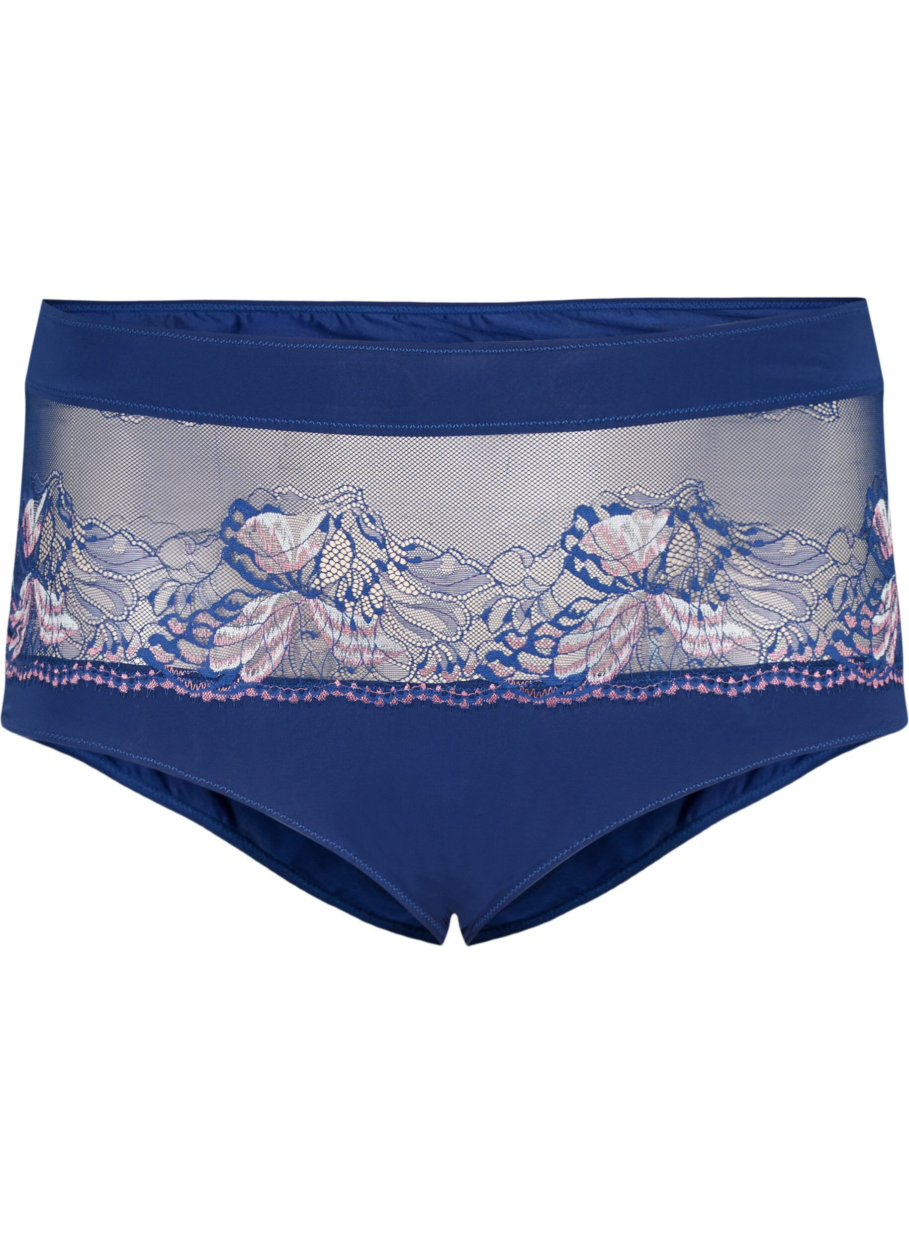 Zizzifashion Hipster panty with lace and regular waist, Medieval Blue, Packshot image number 0