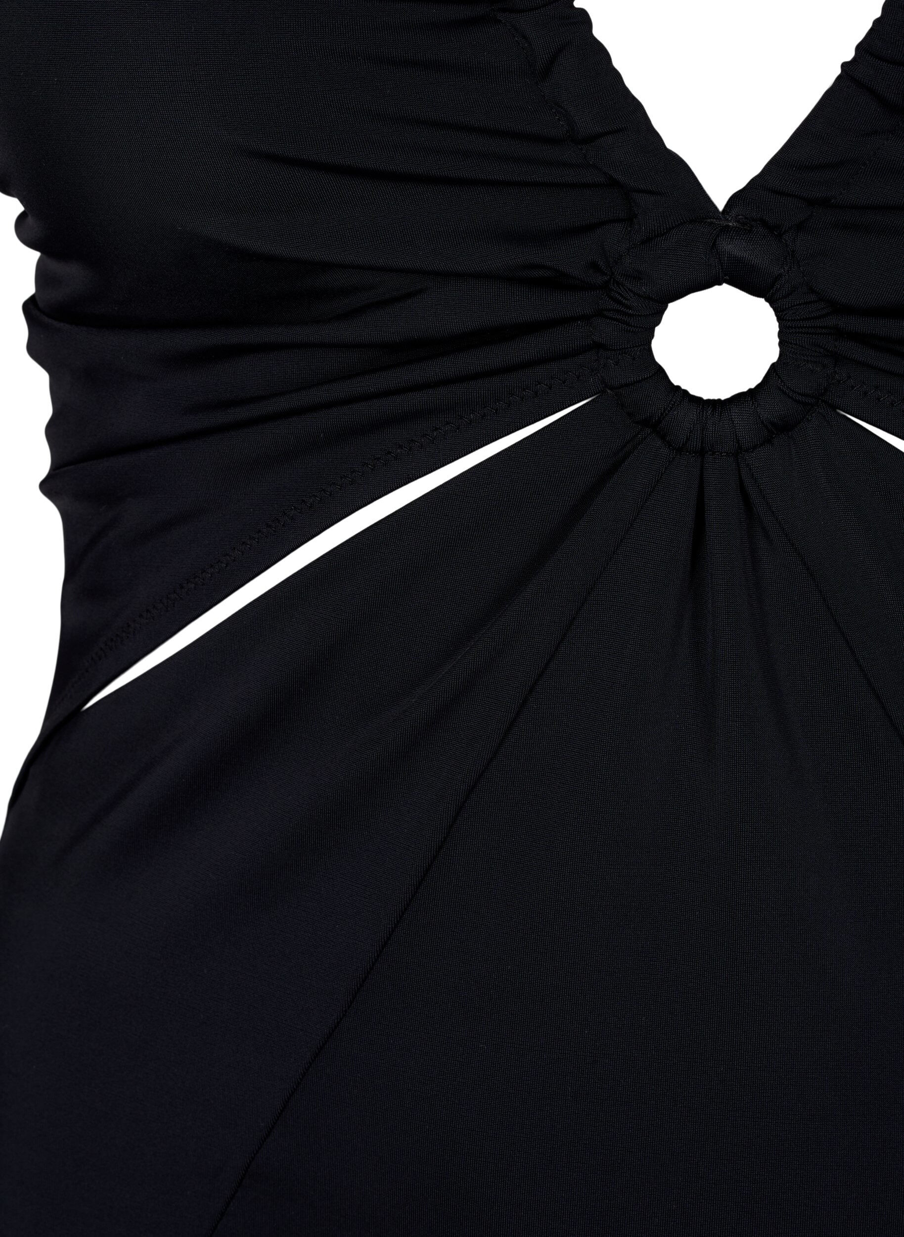 Zizzifashion Draped swimsuit with ring detail, Black, Packshot image number 2