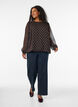 Dotted chiffon blouse with sheer sleeves, Brown, Model image number 1