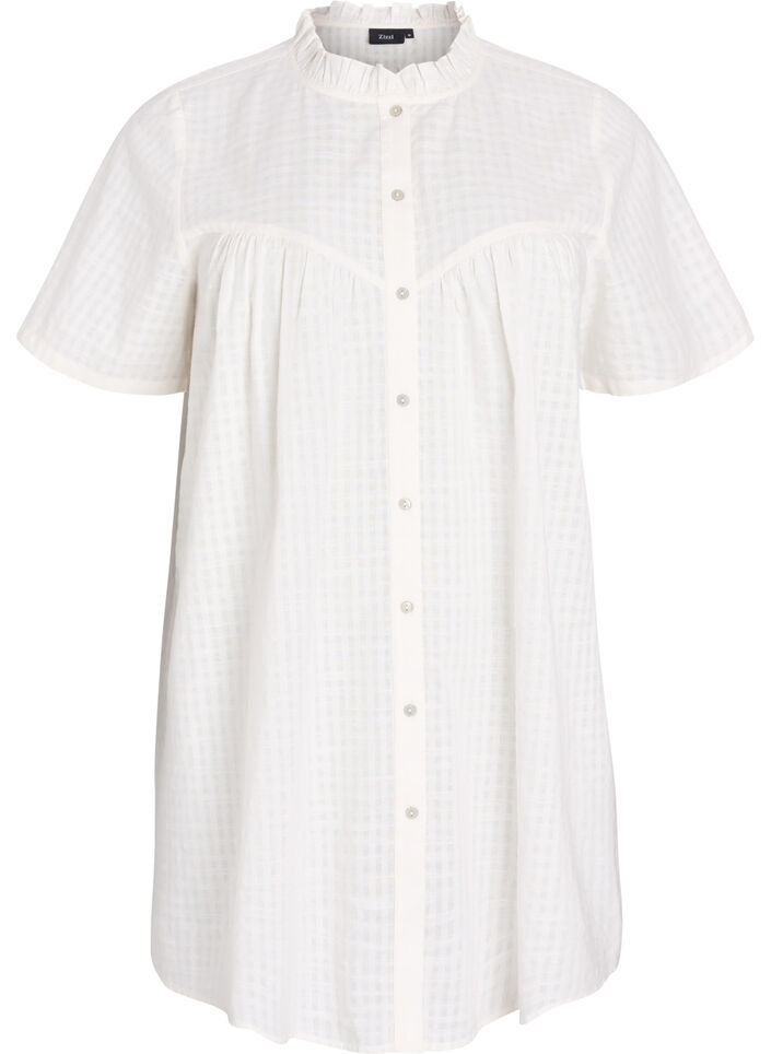 A-shaped tunic with short sleeves and buttons, Vanilla, Packshot image number 0
