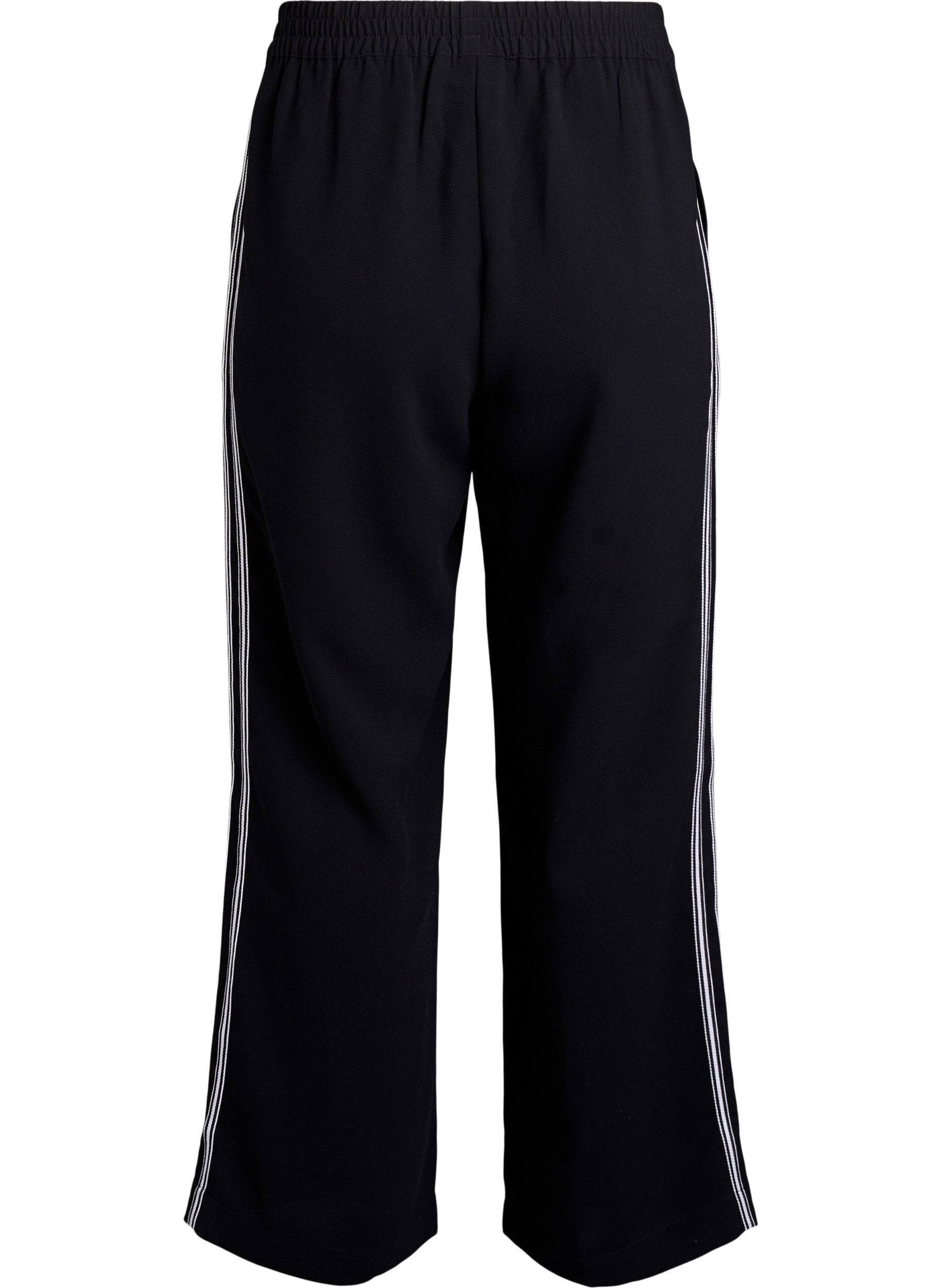 Zizzifashion Straight leg trousers with stripe details, Black, Packshot image number 1