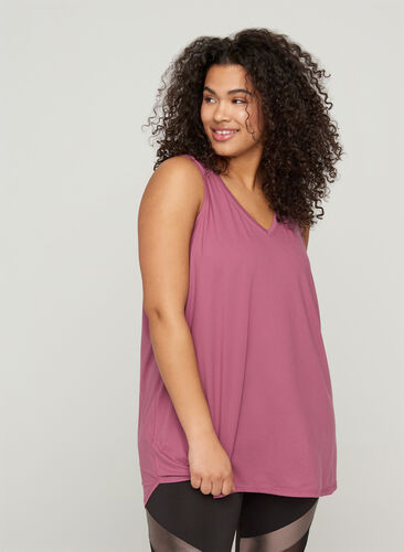 Sports top with V-neck, Grape Nectar , Model image number 0