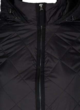 Quilted thermal jacket with hood and zipper, Black, Packshot image number 1