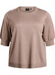Knitted blouse with short sleeves and small bows, Beige, Packshot image number 0