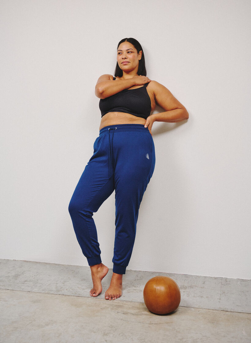 Loose workout trousers with pockets, Blue, Image image number 0