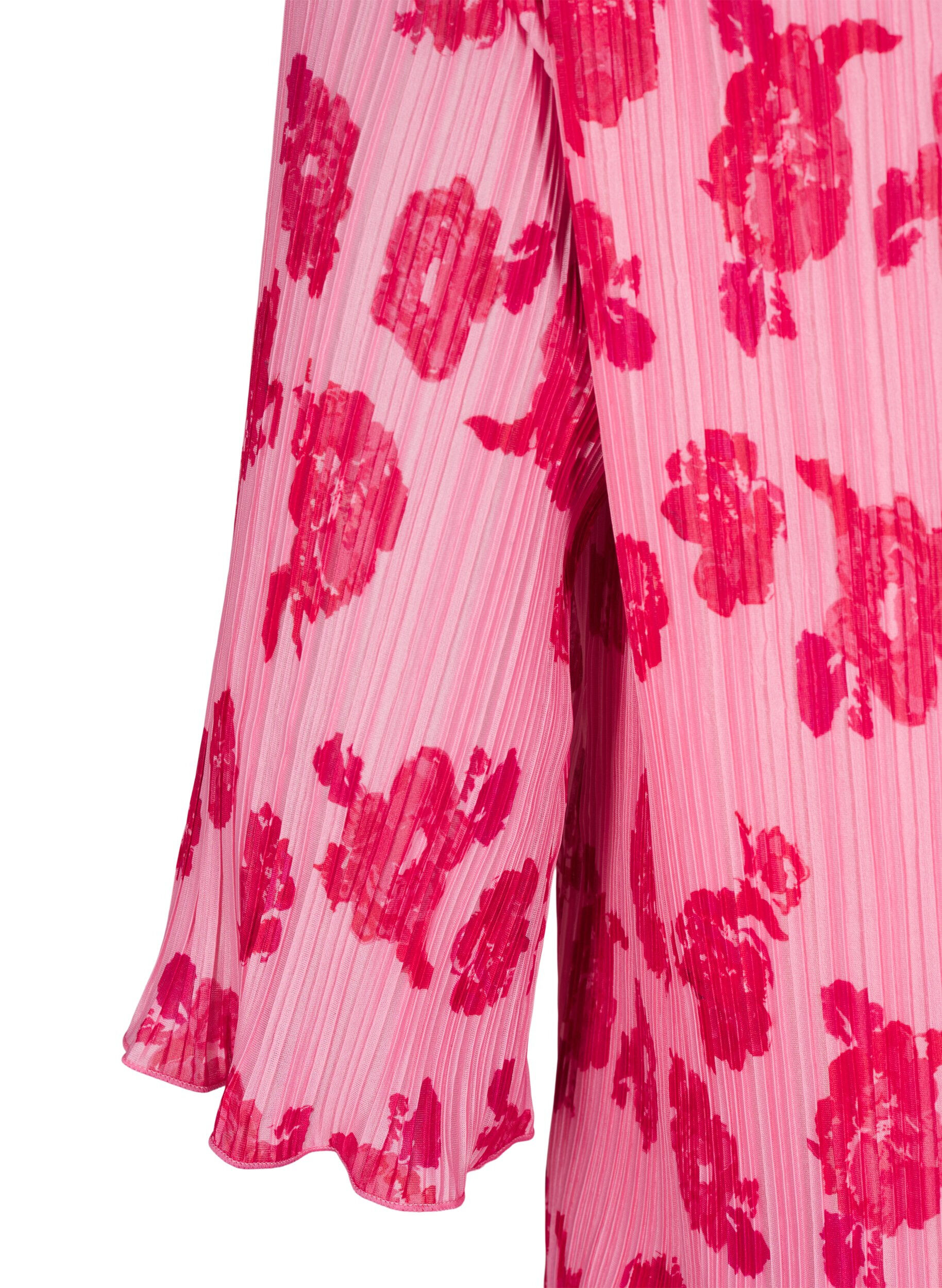 Zizzifashion Pleated dress with 3/4 sleeves, Rose, Packshot image number 3
