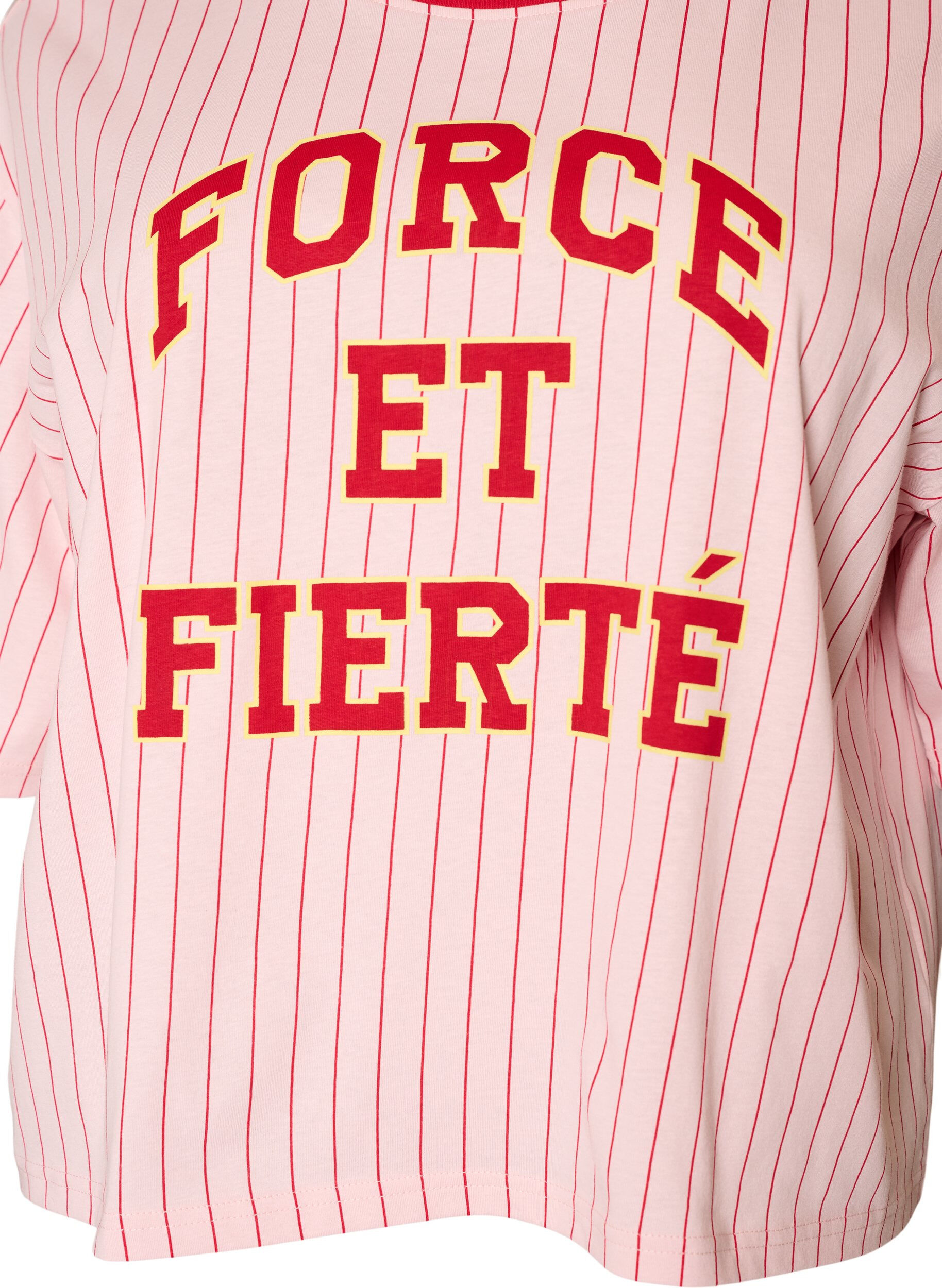 Zizzifashion Boxy T-shirt with stripes and statement print, Rose, Packshot image number 2