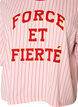 Boxy T-shirt with stripes and statement print, Rose, Packshot image number 2