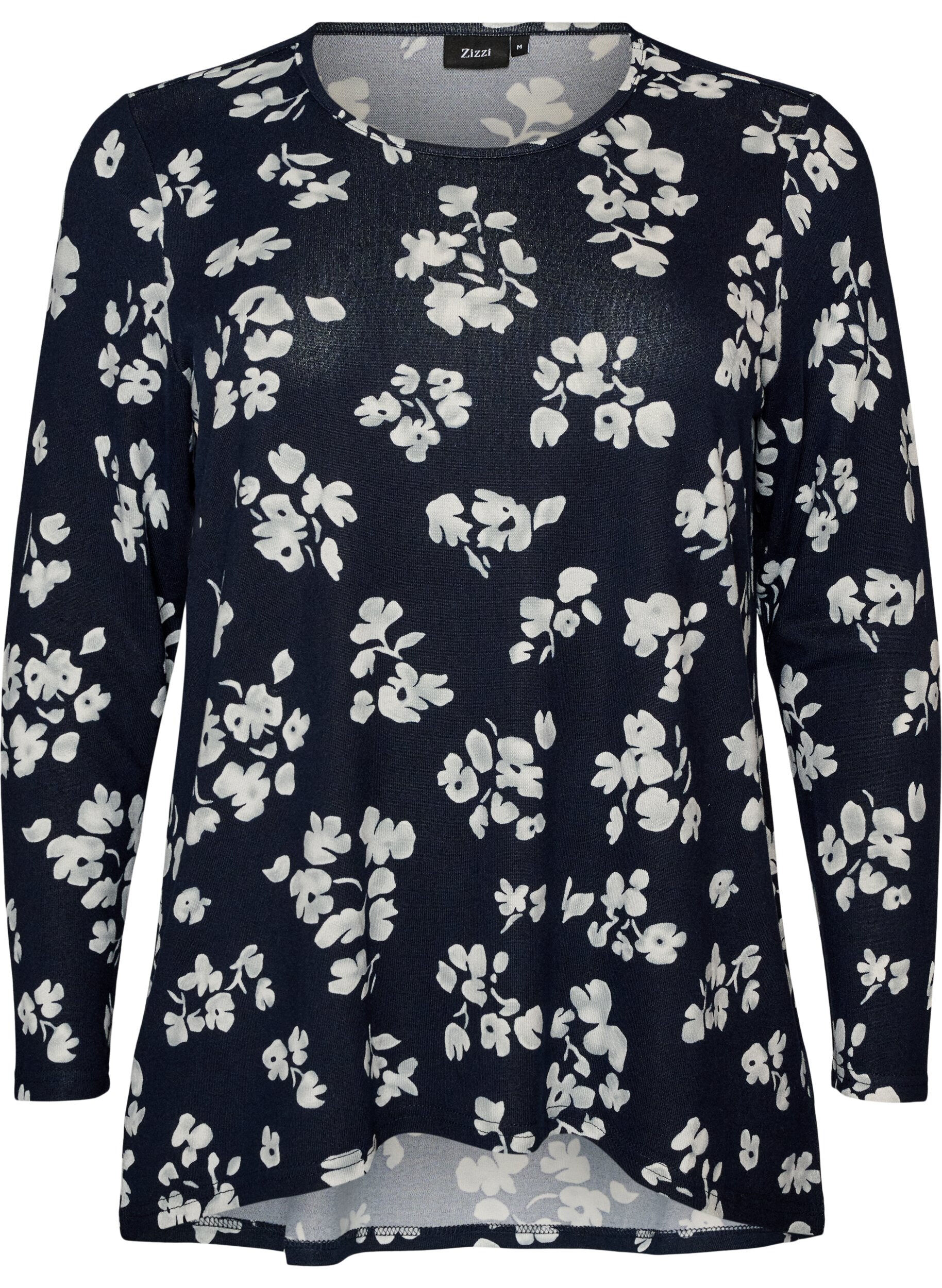 ZizzifashionFloral blouse with long sleeves, Blue, Packshot image number 0