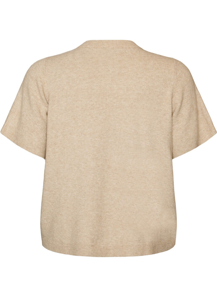 Knit cardigan with short sleeves, Beige, Packshot image number 1