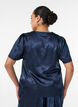 Satin blouse with floral print and V-neck, Blue, Model image number 1