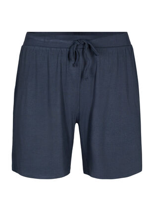 Loose-fitting viscose shorts with ribbing, Umbre Blue, Packshot image number 0