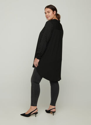 Long shirt with studs, Black, Model image number 1