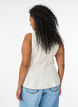 Sleeveless cotton and linen top with smock, Vanilla, Model image number 2