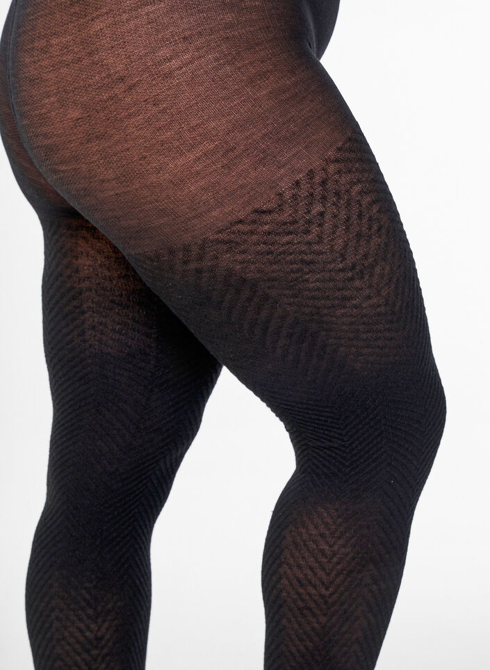 Textured tights, Black, Packshot image number 2