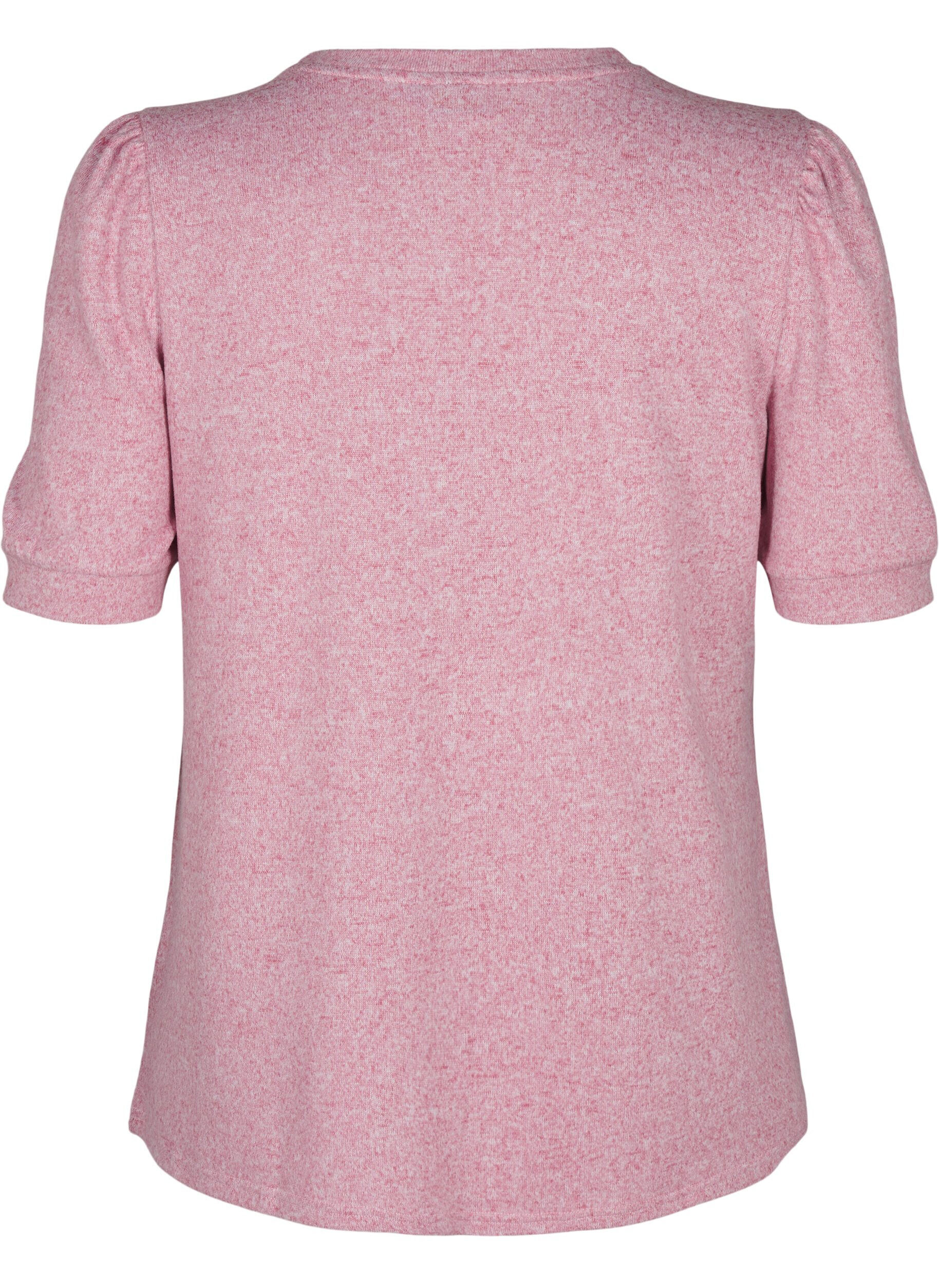 Zizzifashion Blouse with button detail and short puff sleeves, Red, Packshot image number 1