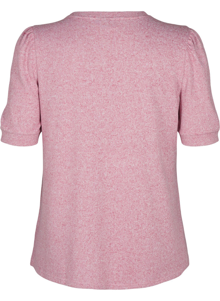 Blouse with button detail and short puff sleeves, Red, Packshot image number 1