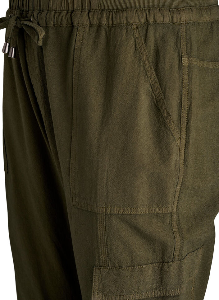 Loose cargo trousers in cotton, Green, Packshot image number 2
