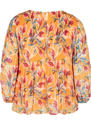 Floral pleated blouse, Cadmium Yellow AOP, Packshot image number 1