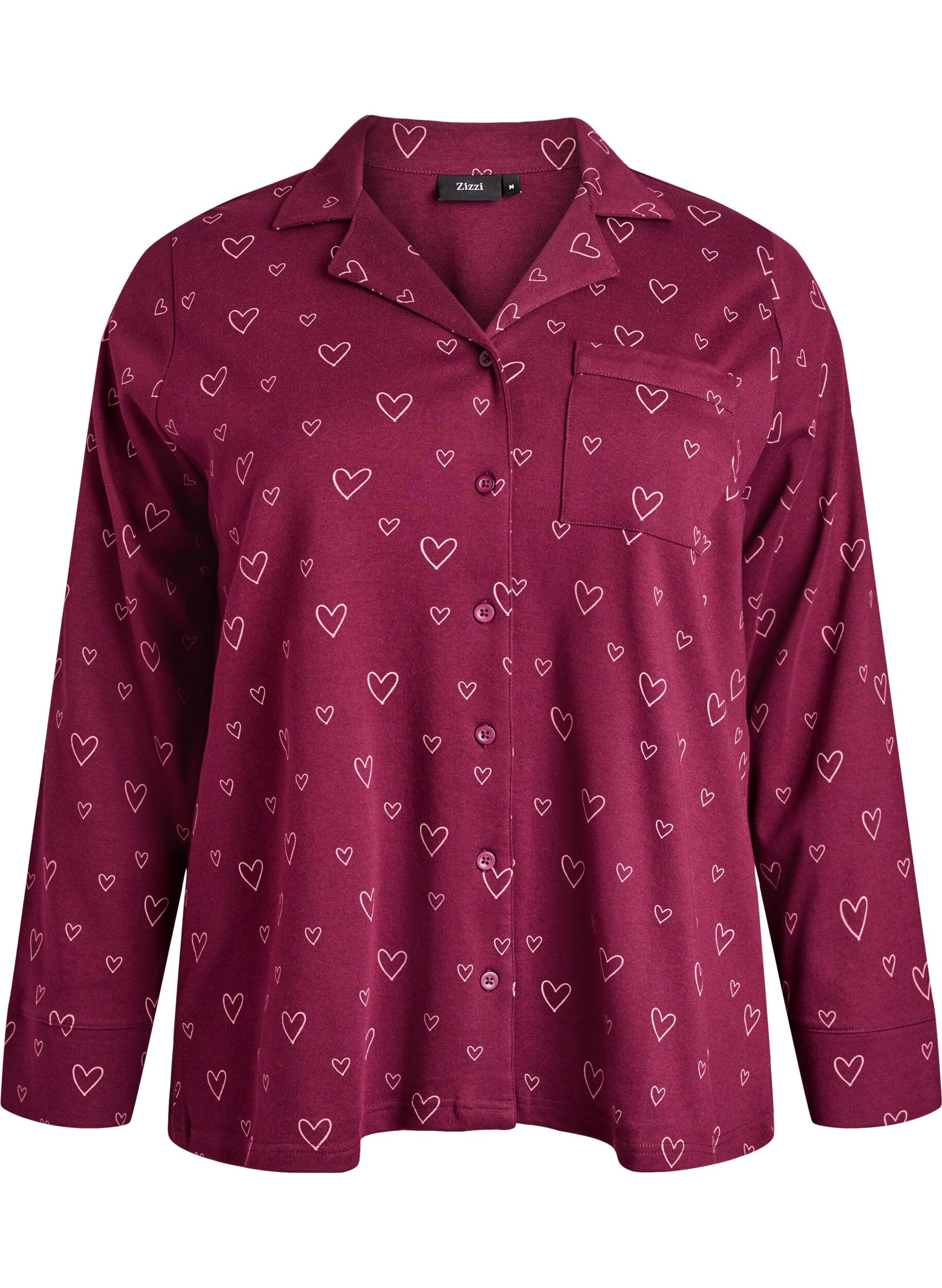 Cotton pyjama shirt with chest pocket