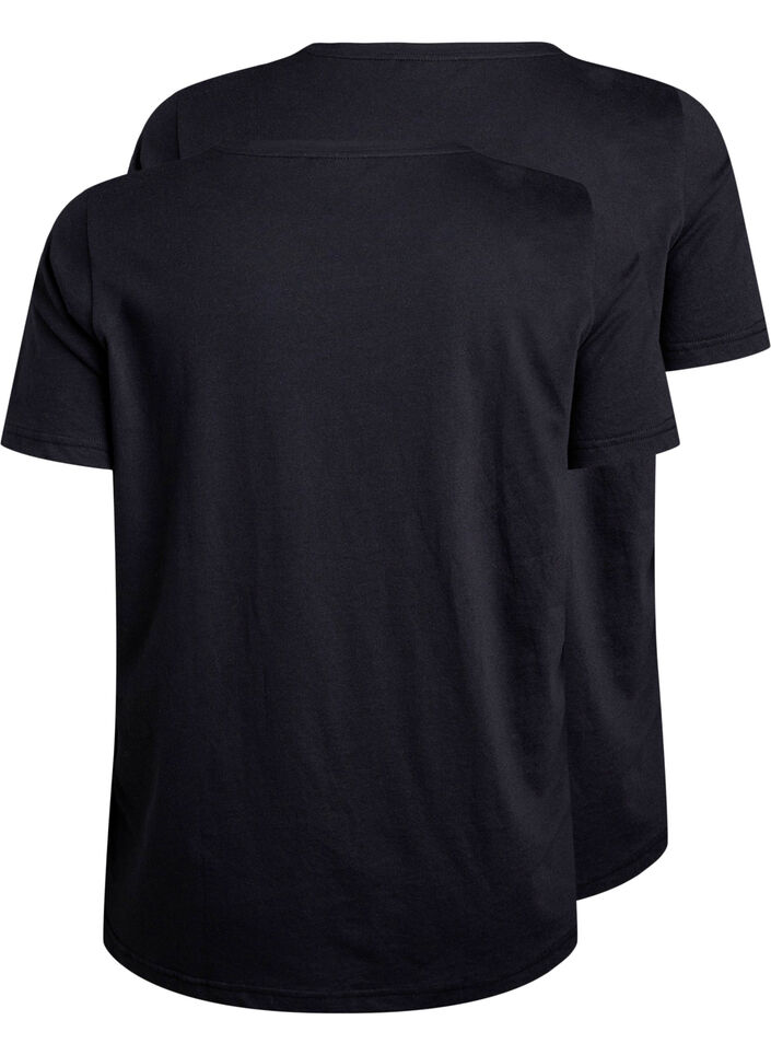FLASH - 2-pack t-shirts with crew neck, Black/Black, Packshot image number 1