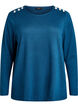 Blouse with decorative buttons, Petrol, Packshot image number 0