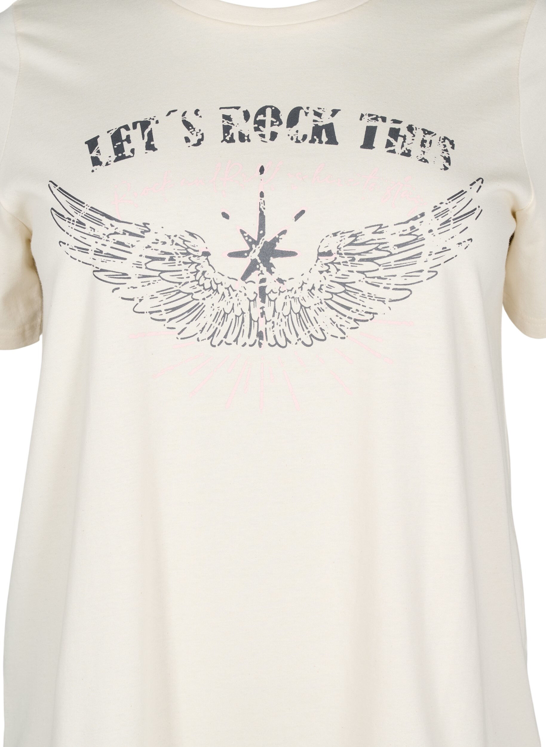 Zizzifashion Organic cotton T-shirt with print on the front, Vanilla, Packshot image number 2