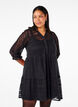Short lace dress with 3/4 sleeves, Black, Model image number 0