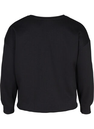 Cropped sweatshirt with round neck, Black, Packshot image number 1
