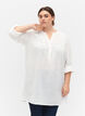 Cotton tunic with anglaise embroidery, Bright White, Model image number 0