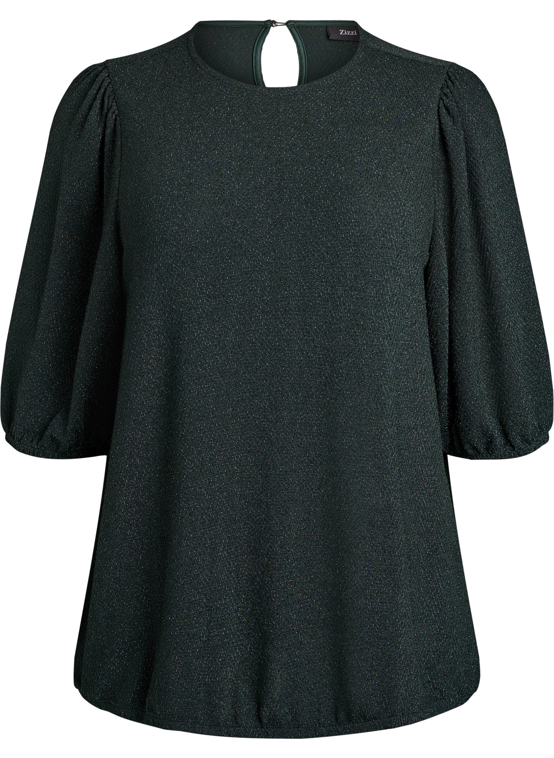 Blouse with glitter pattern and 3/4 sleeves