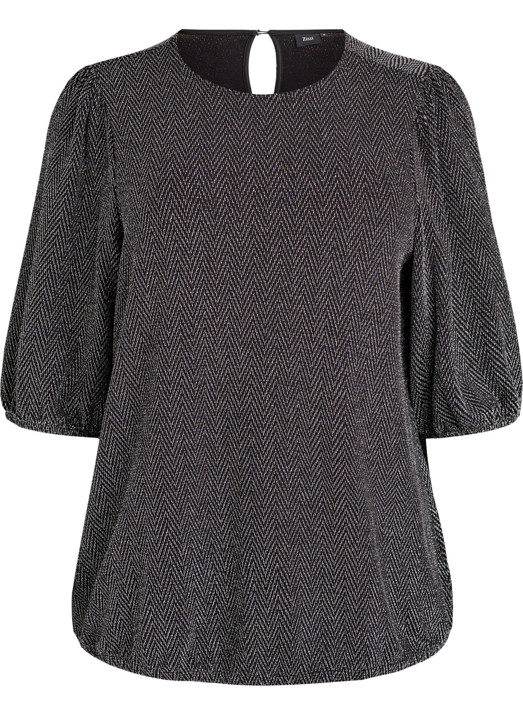 Blouse with glitter pattern and 3/4 sleeves