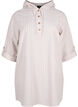 Hooded tunic in cotton and linen, Wh. Sandshell Stripe, Packshot image number 0