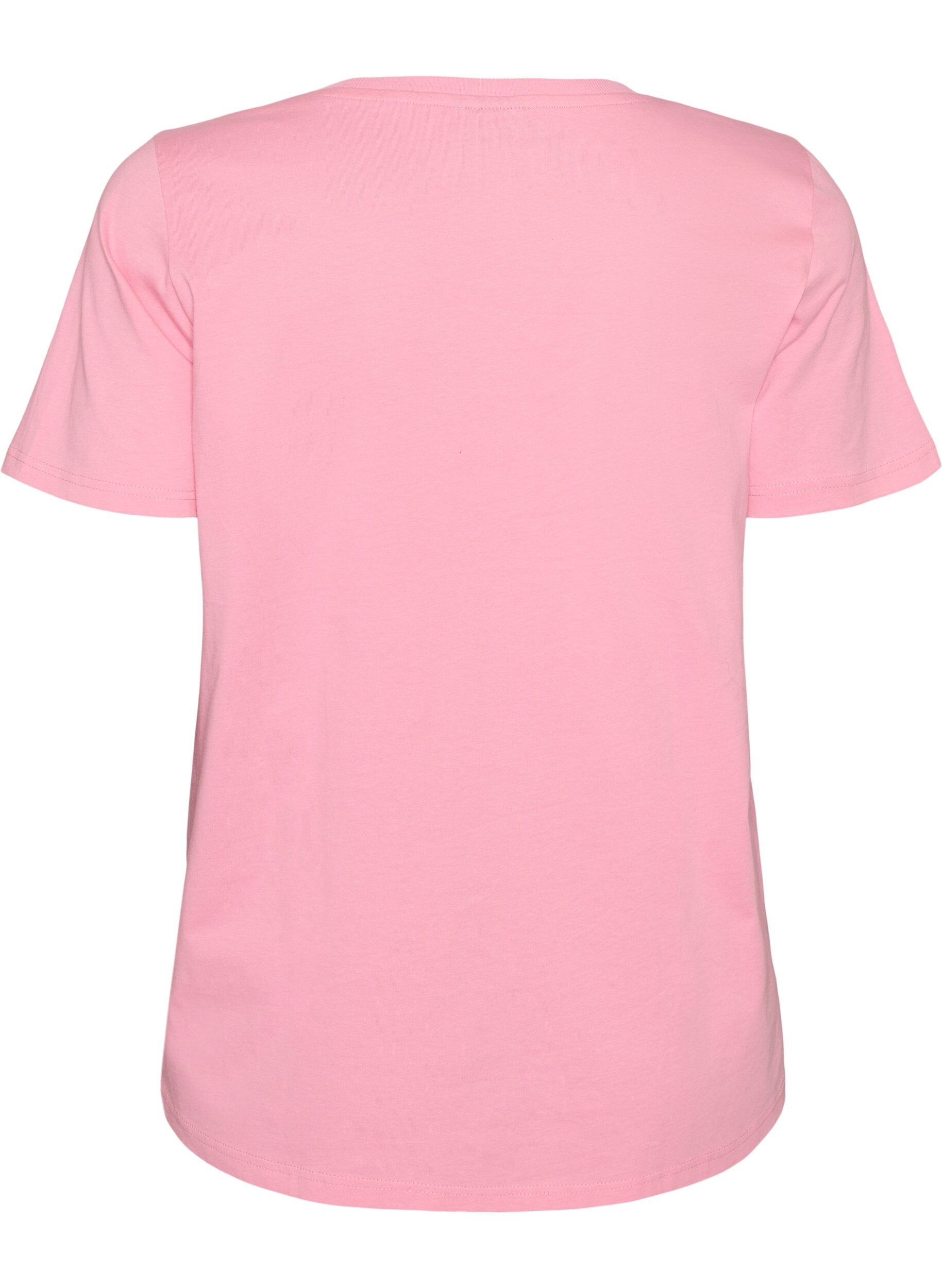 Zizzifashion Cotton T-shirt with front print, Pink, Packshot image number 1